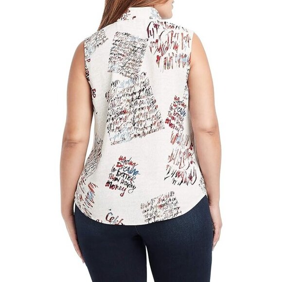Nic + Zoe Scattered Letters Tank Graffiti Positive Affirmations Sleeveless 3X - Picture 9 of 10